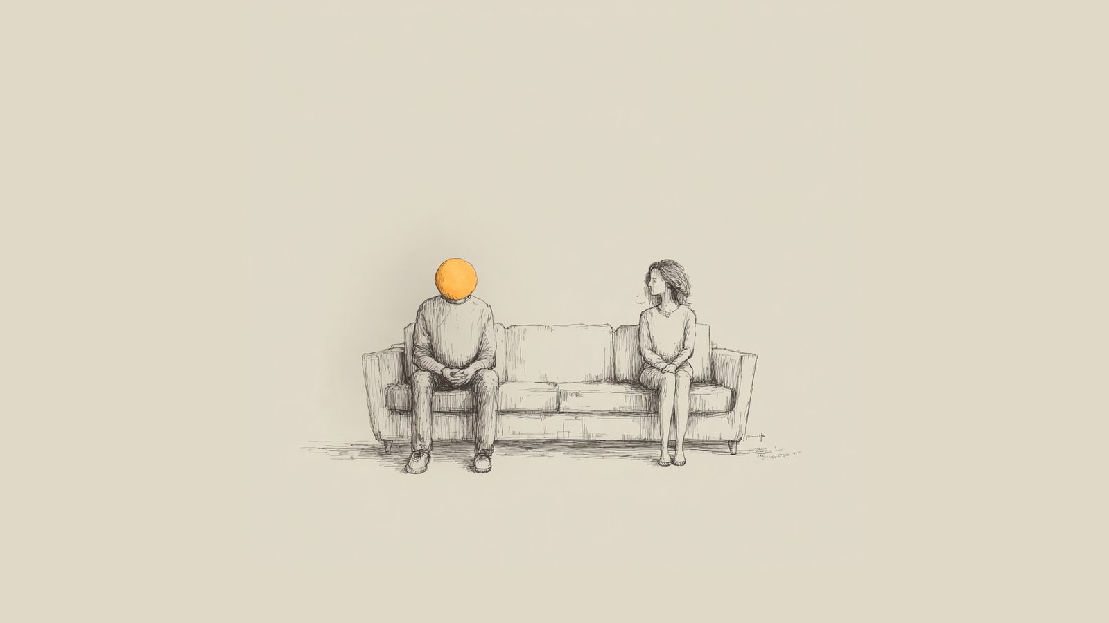 Couple at kitchen table during a recurring argument - the hidden cause of recurring arguments