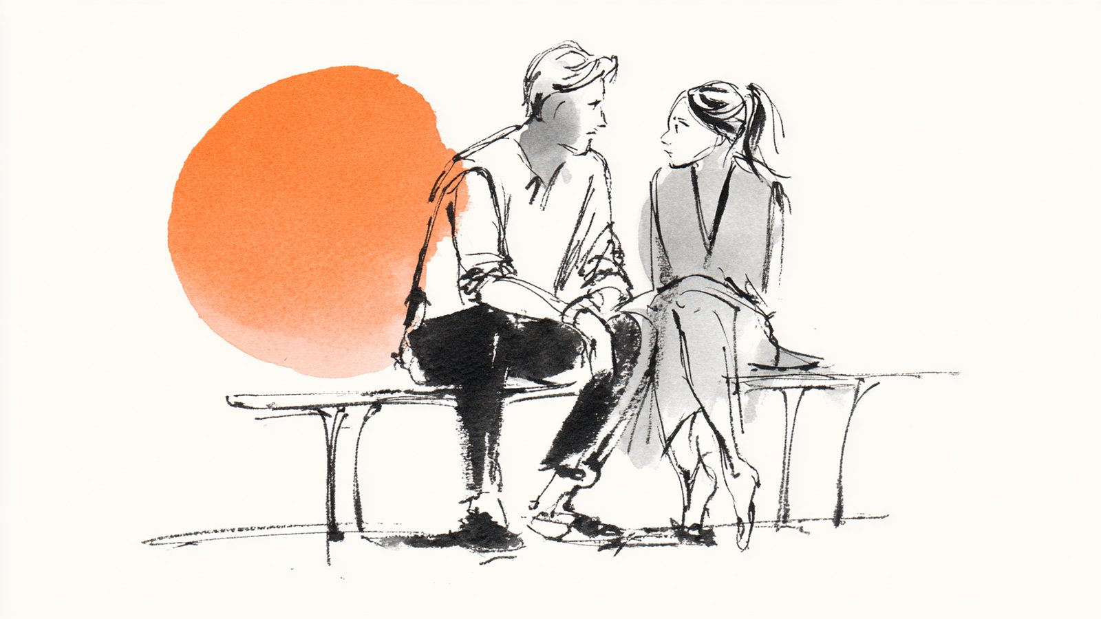 A man turns toward his partner on a bench, listening instead of reaching for the wrong words
