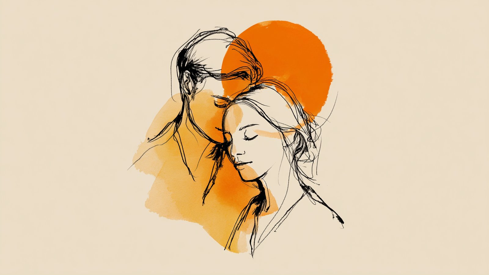 Couple resting forehead to forehead, working with her cycle energy as a couple