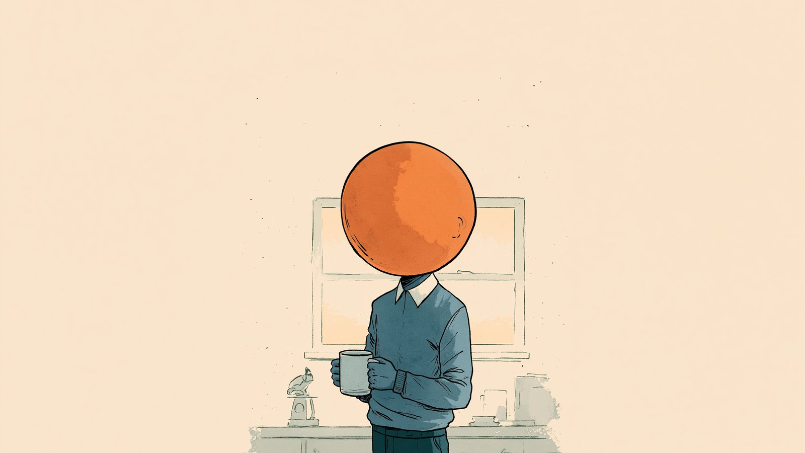 Period bloating illustration: a partner holding a warm mug, ready to bring comfort without commenting on her body