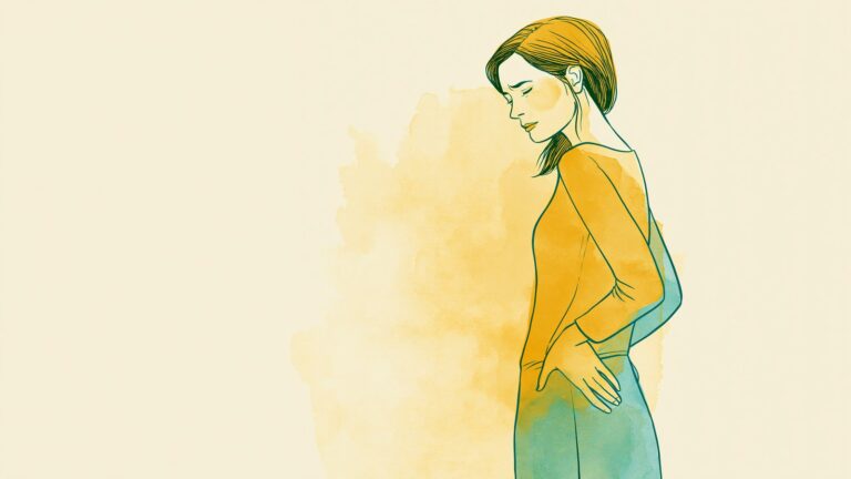 Partner pressing the heel of his hand into his lower back - period back pain and how to help