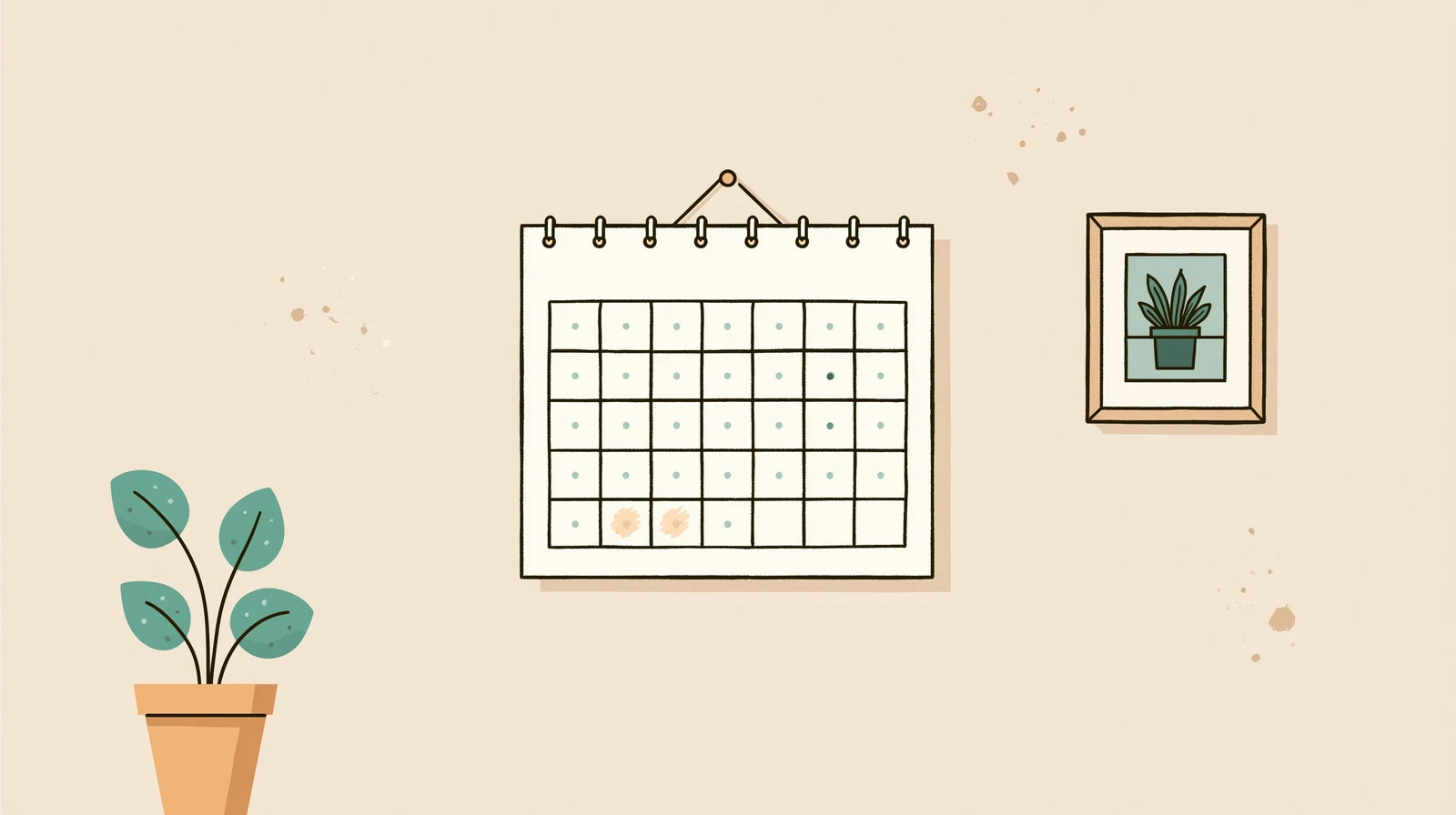A calendar showing period acne flaring on a predictable monthly schedule