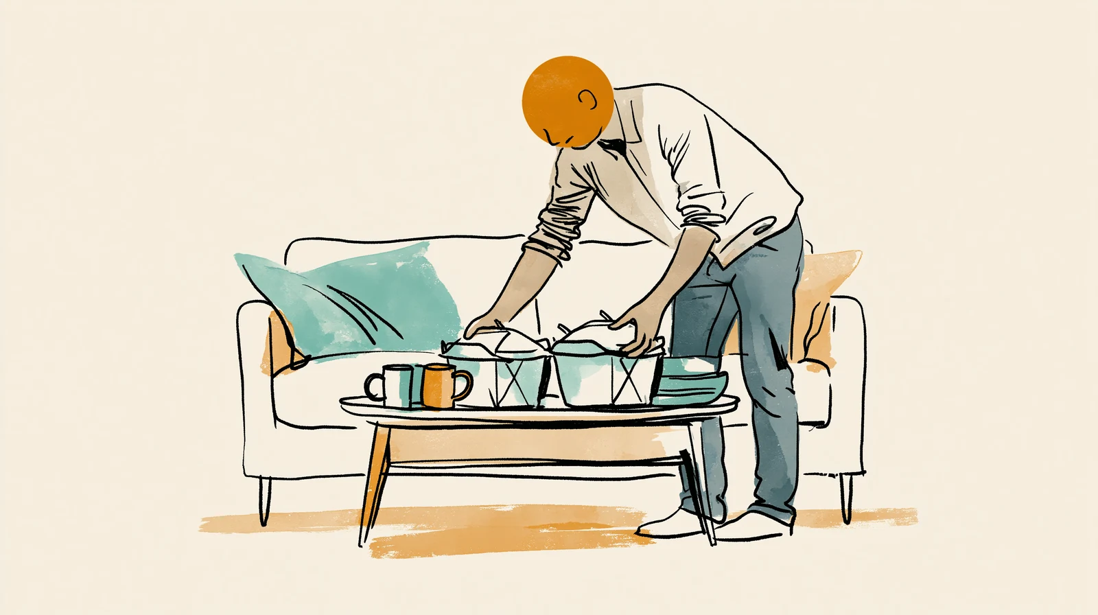 A partner setting up a low-key evening during a period acne week