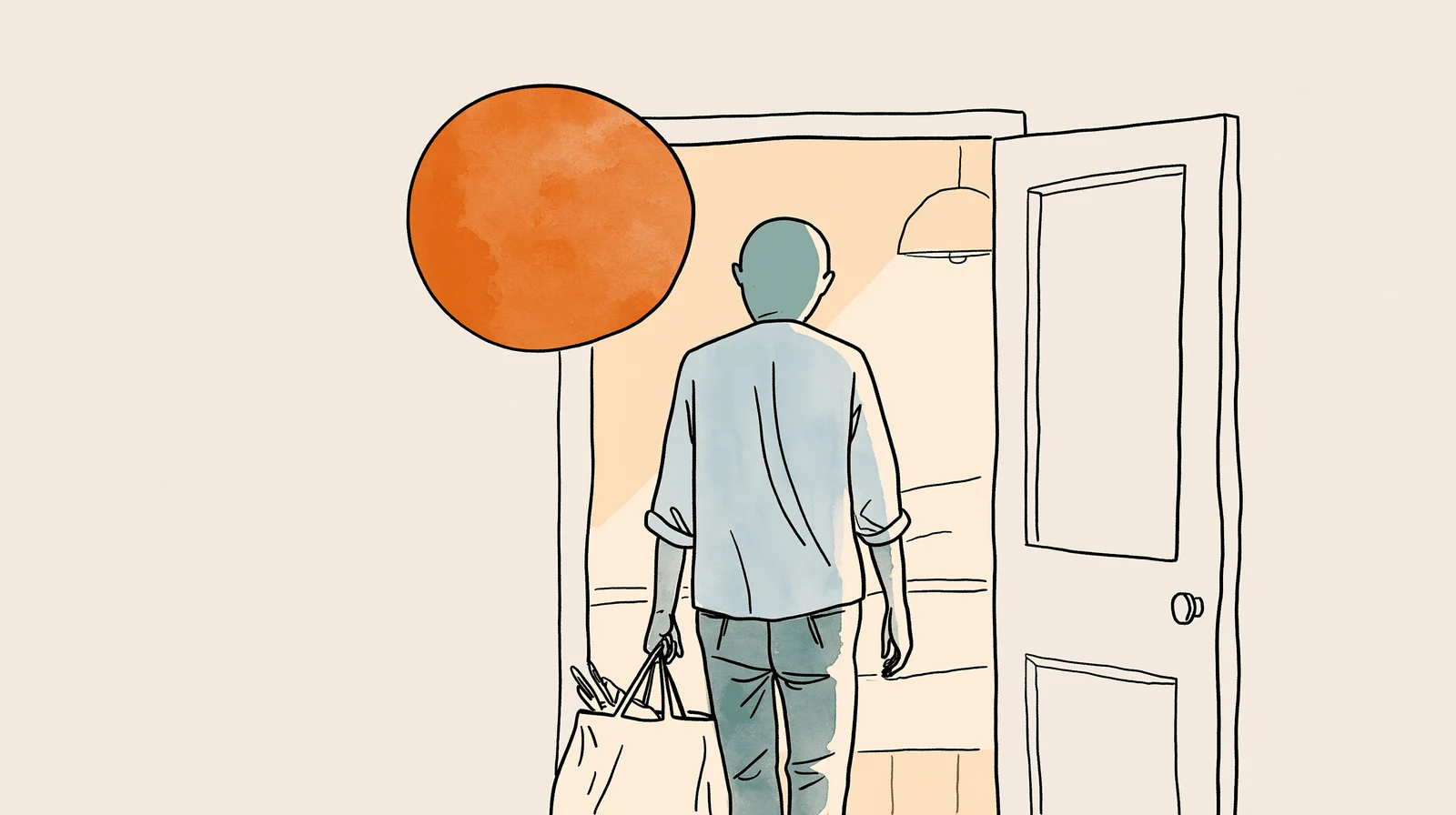 A partner carrying groceries home to lighten her load during period acne