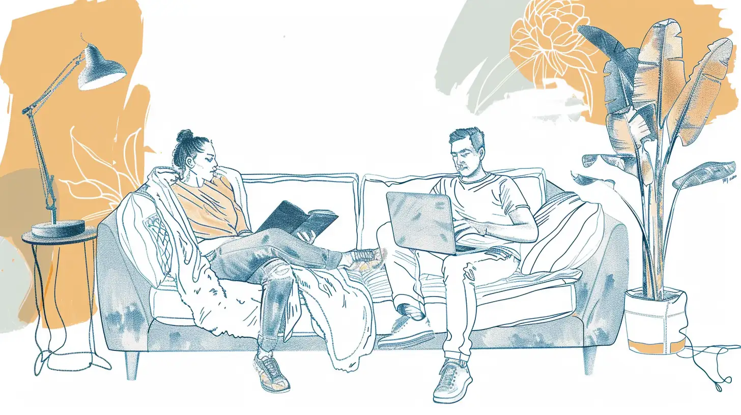 Couple sharing a quiet evening on the sofa - presence without pressure in the low-desire week