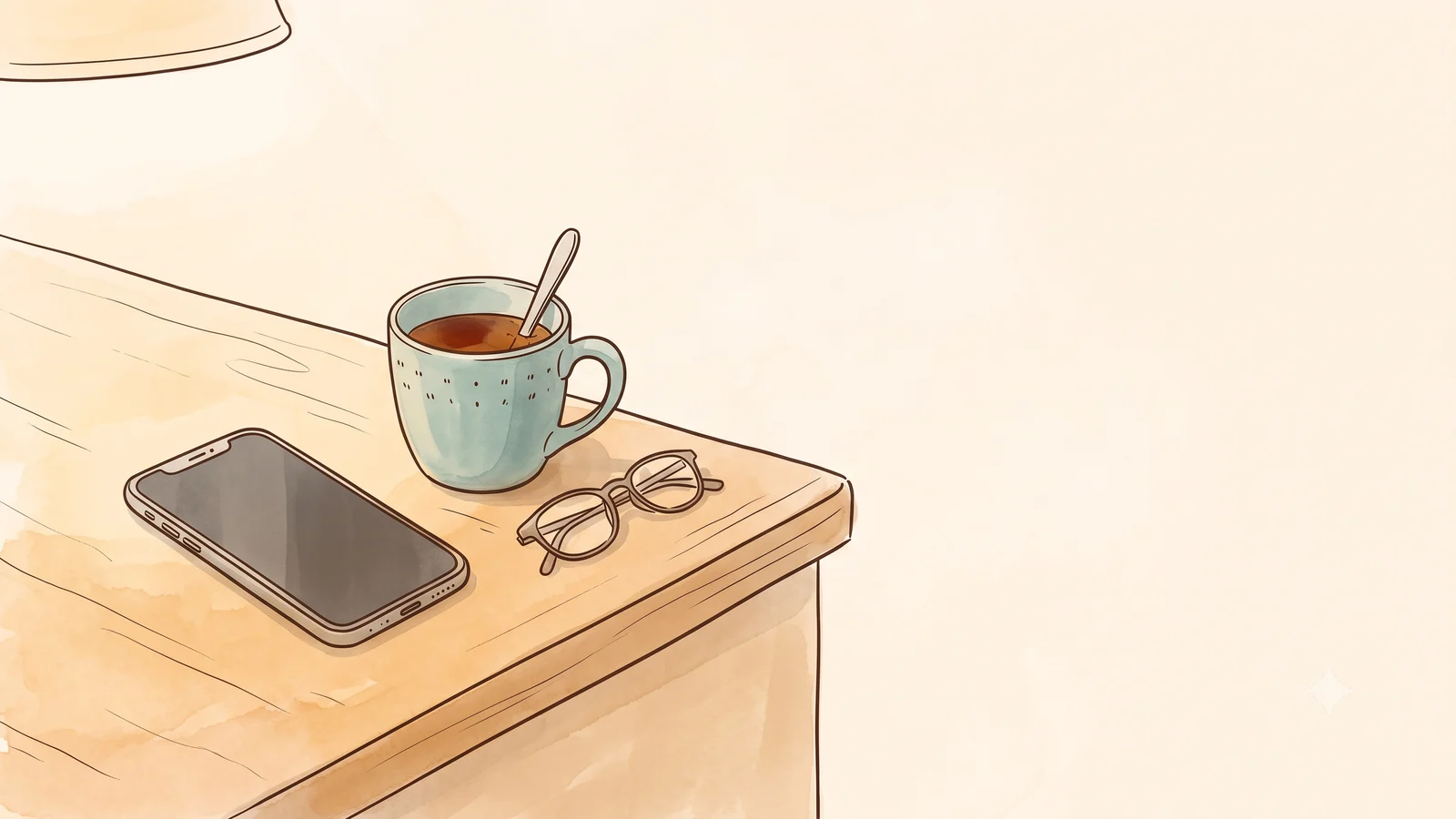 A phone and mug on a desk late in the evening while reading up on period blood clots