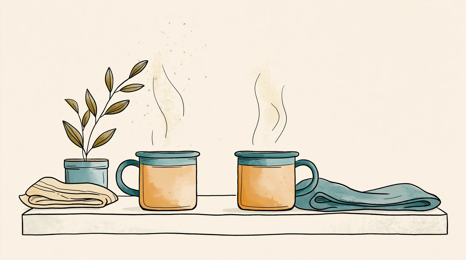 Two mugs side by side, supporting her on her period as teamwork not scorekeeping