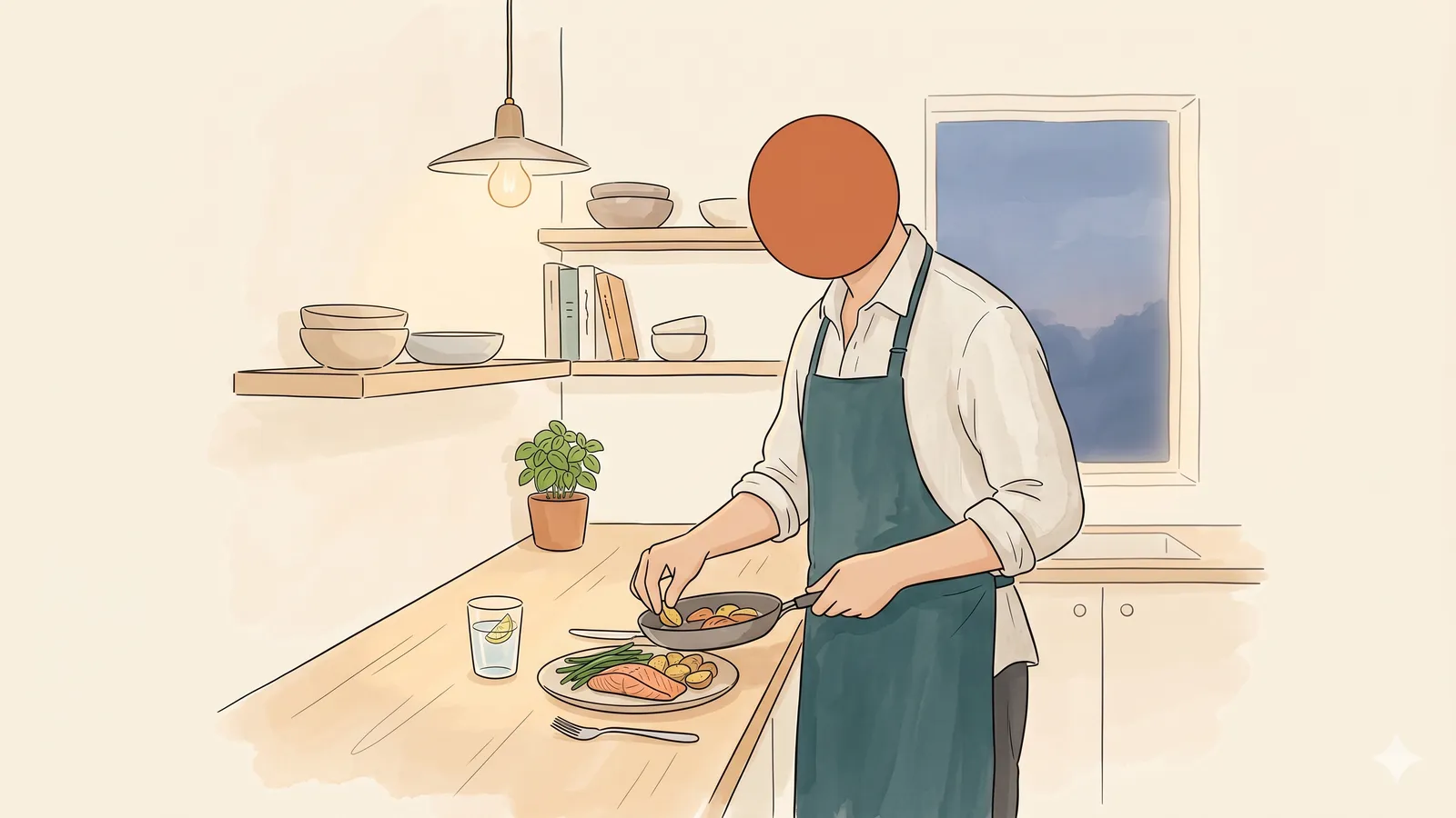 A partner cooking a warm meal to help ease her period cramps