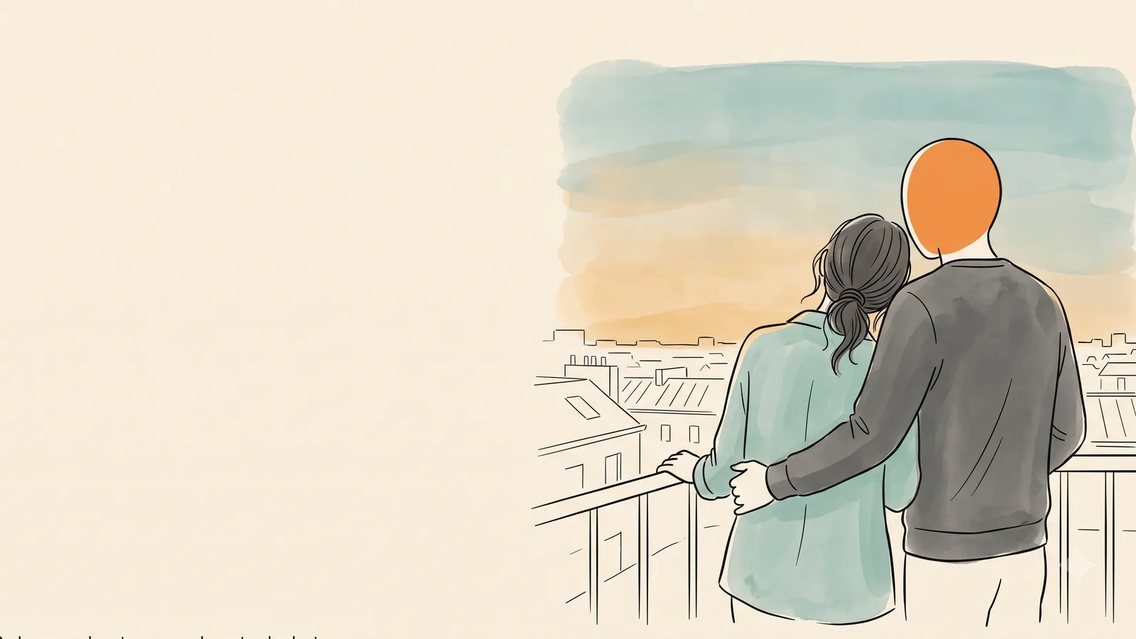 A couple standing close at dusk, closeness through low libido before period