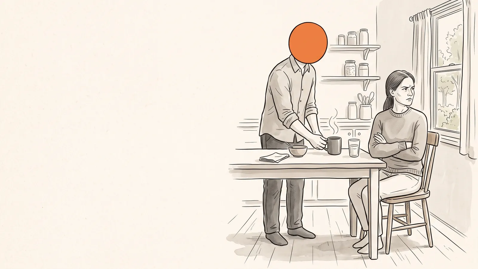A partner making a warm cup of tea to help ease her period cramps