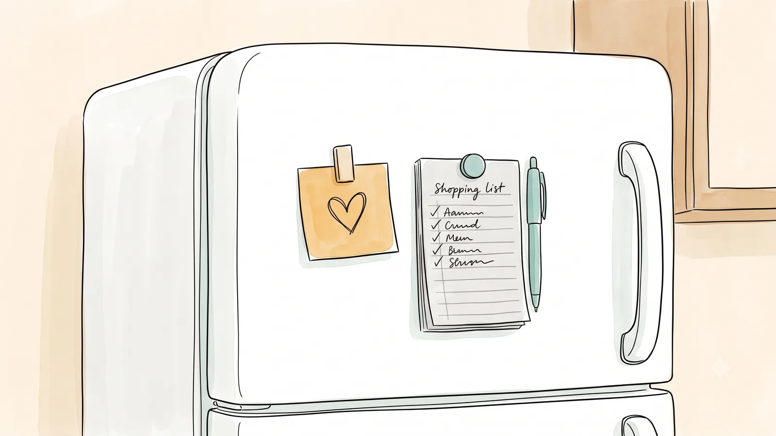 A small note with a heart on the fridge, low-pressure affection during low libido before period