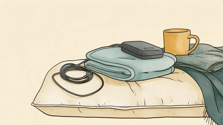 Best heating pad for period cramps on a blanket with a warm mug