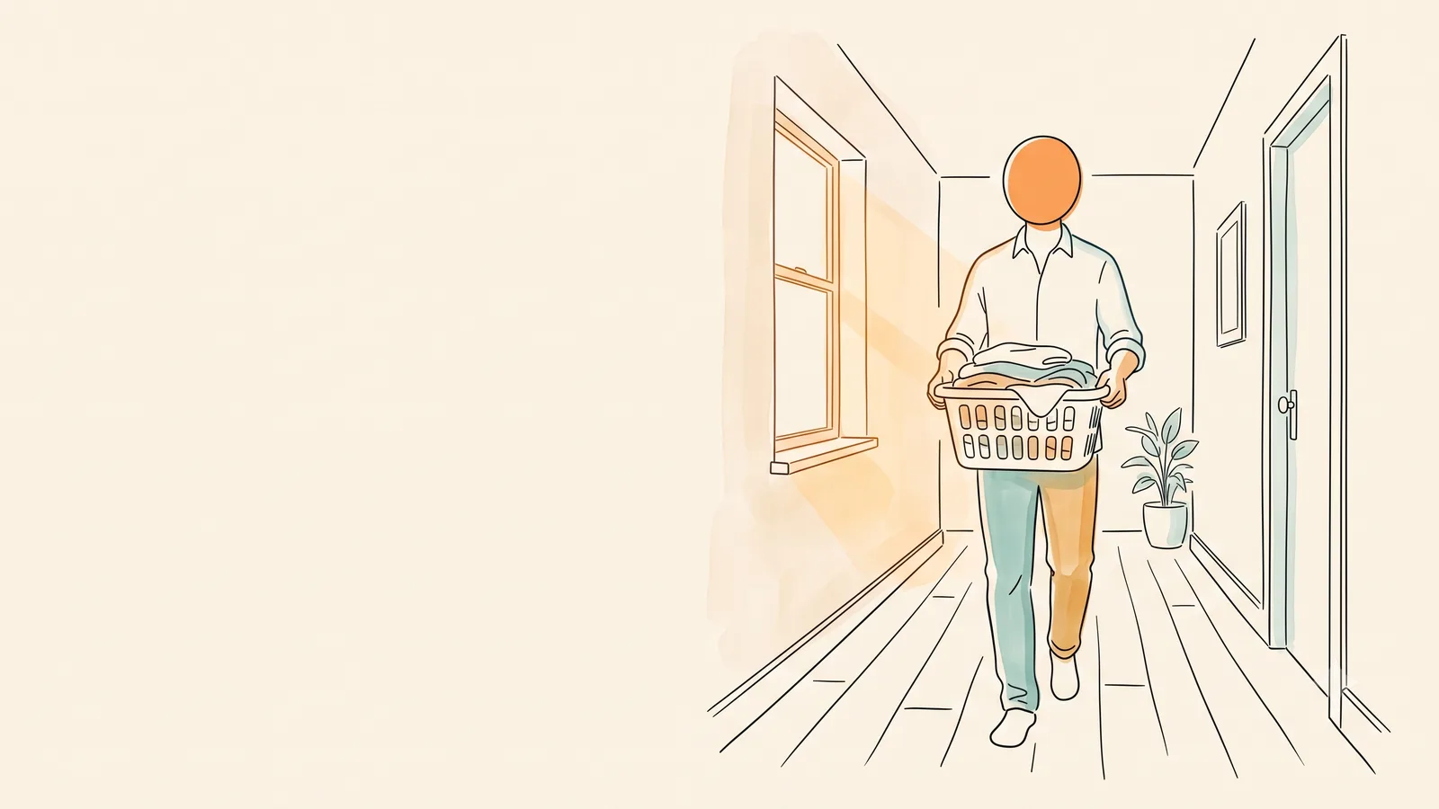 A partner carrying a laundry basket, taking a chore off her plate during her period