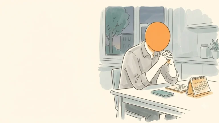 Are period tracker apps safe: a person at a desk with a phone facedown next to a calendar