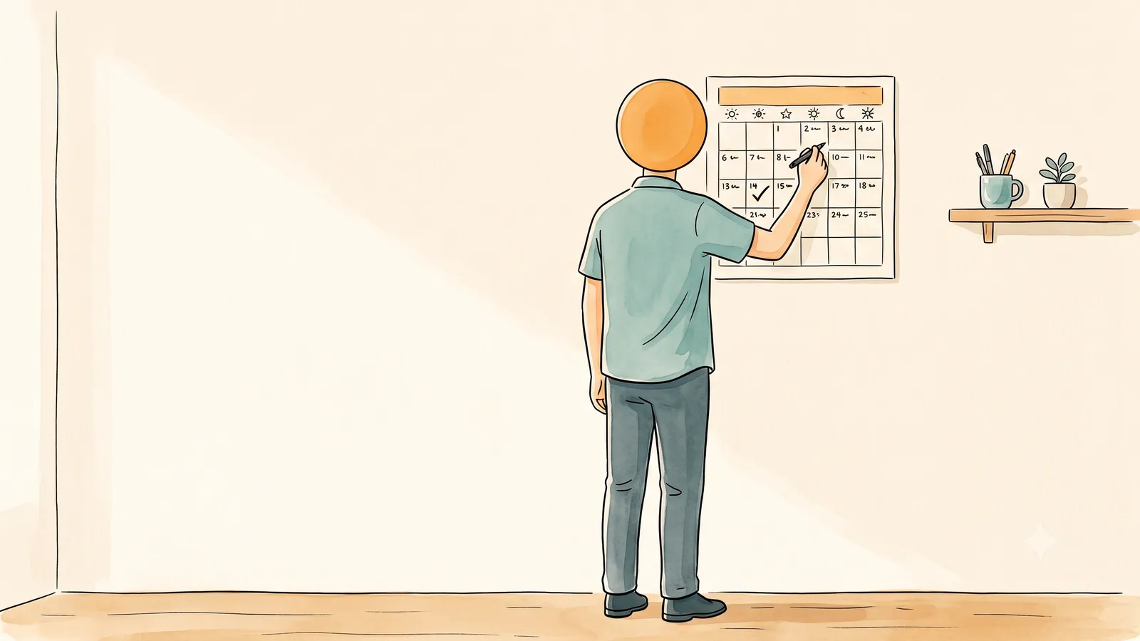 best period tracker for boyfriend - a man checking a wall calendar