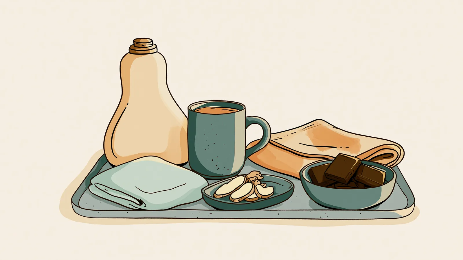 Pair a cramp massage with heat and ginger tea for more relief