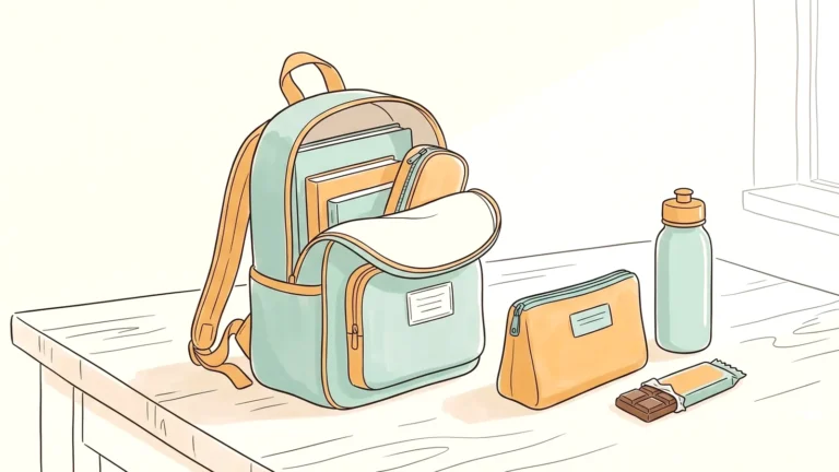 teen athlete missed periods: a kit bag, water bottle and snack on a bench