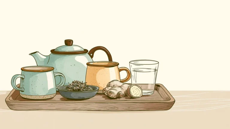 Caffeine and her period: cups and water on a tray