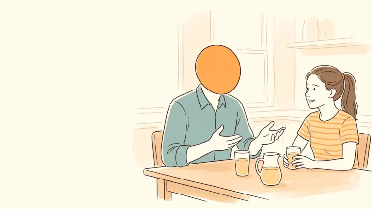 Teenage daughter PMDD: a dad and his teenage daughter talking at the kitchen table