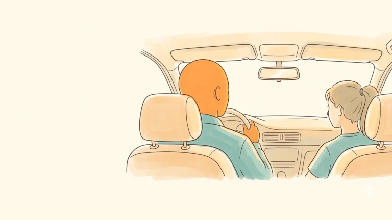 Dad driving his teenage daughter to an appointment because his daughter has not started her period