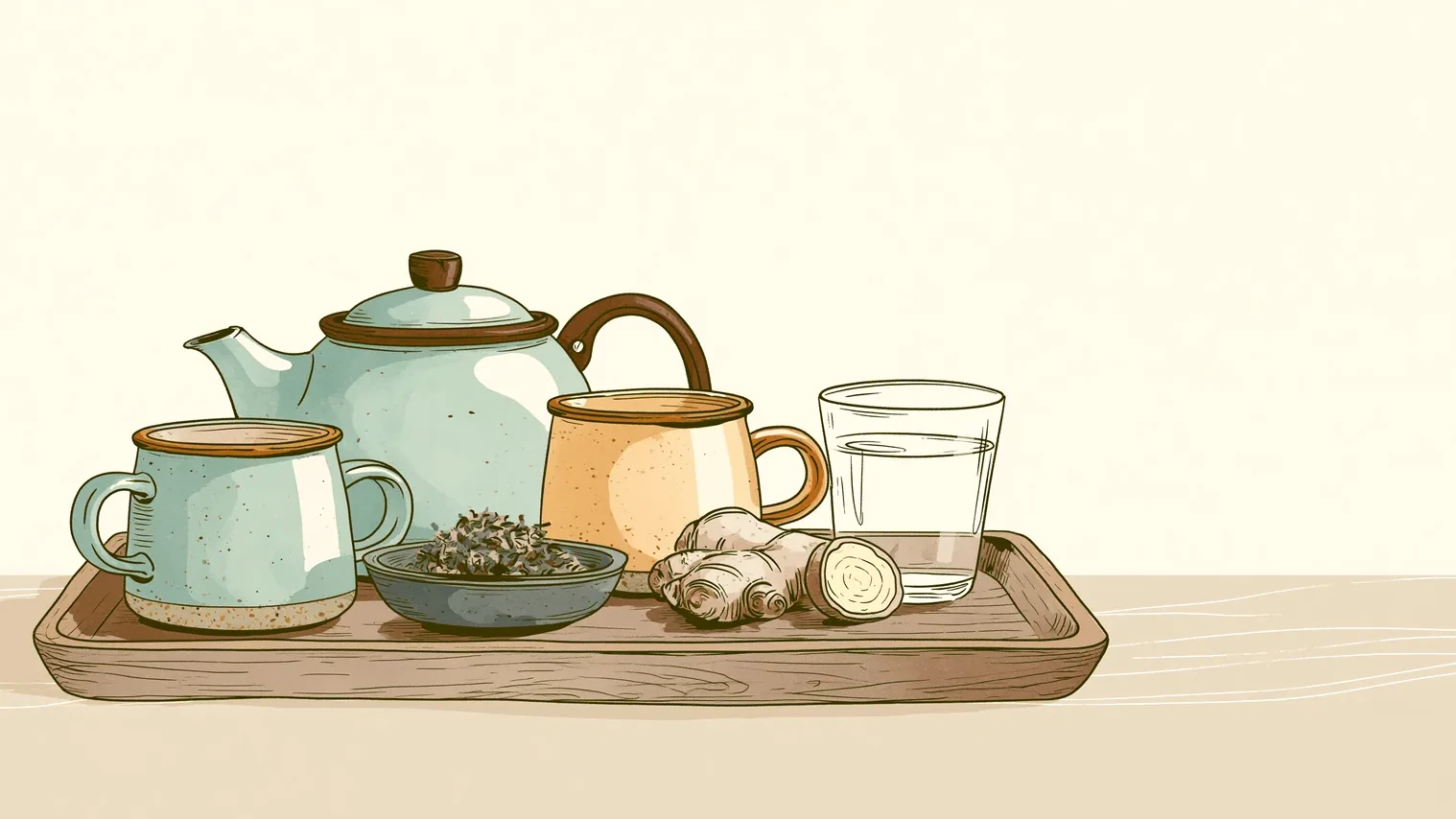 Alcohol and her period: a tray of evening drinks with water alongside