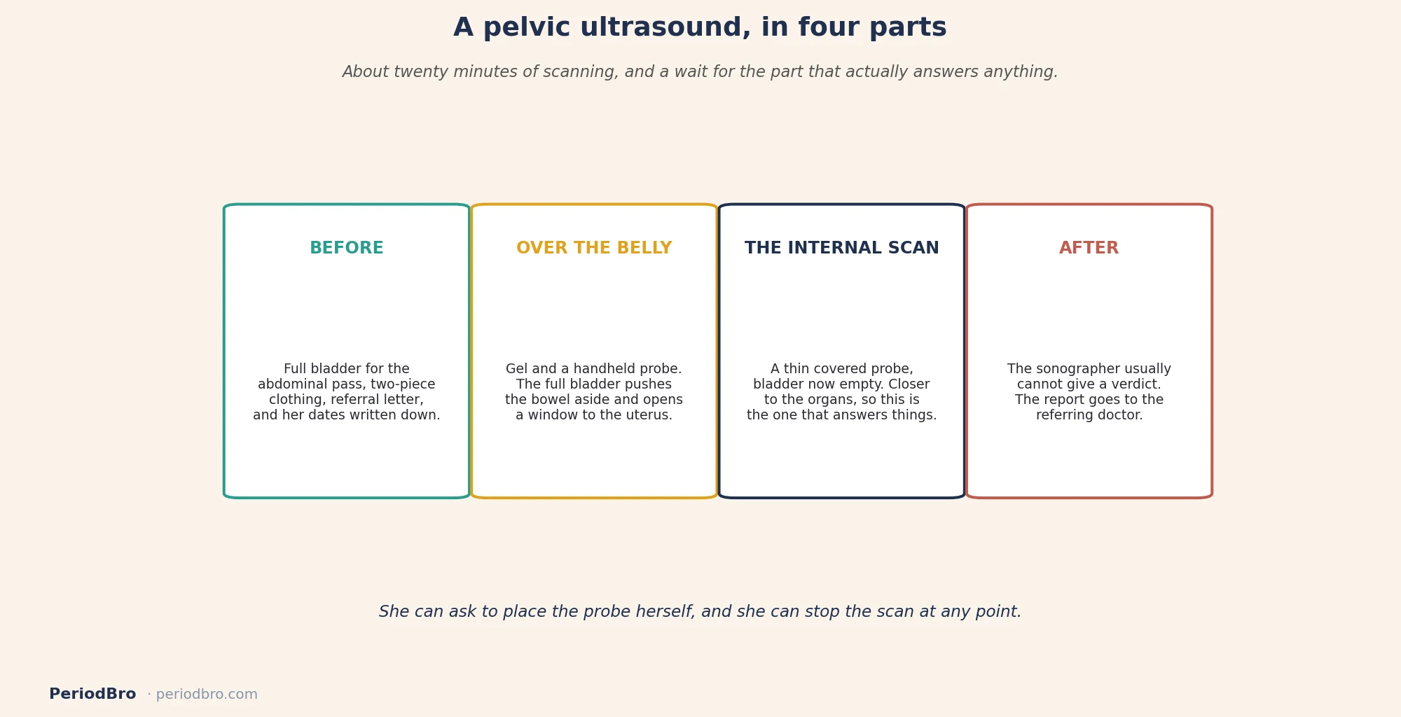 A pelvic ultrasound for period problems in four parts