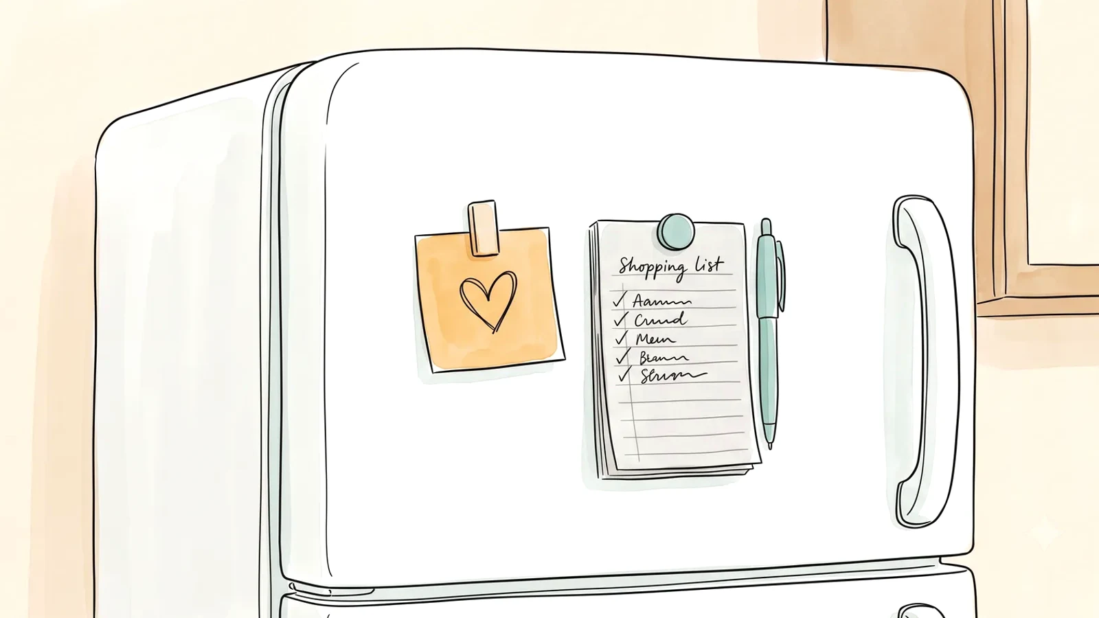 small heart note on the fridge, a secure attachment gesture during her period week