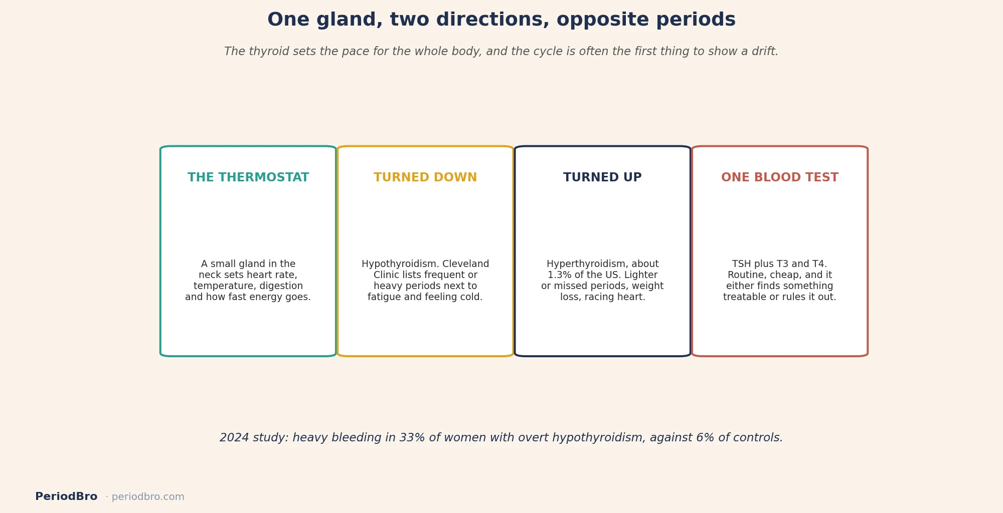 Thyroid and periods: how an underactive and an overactive thyroid each change the cycle