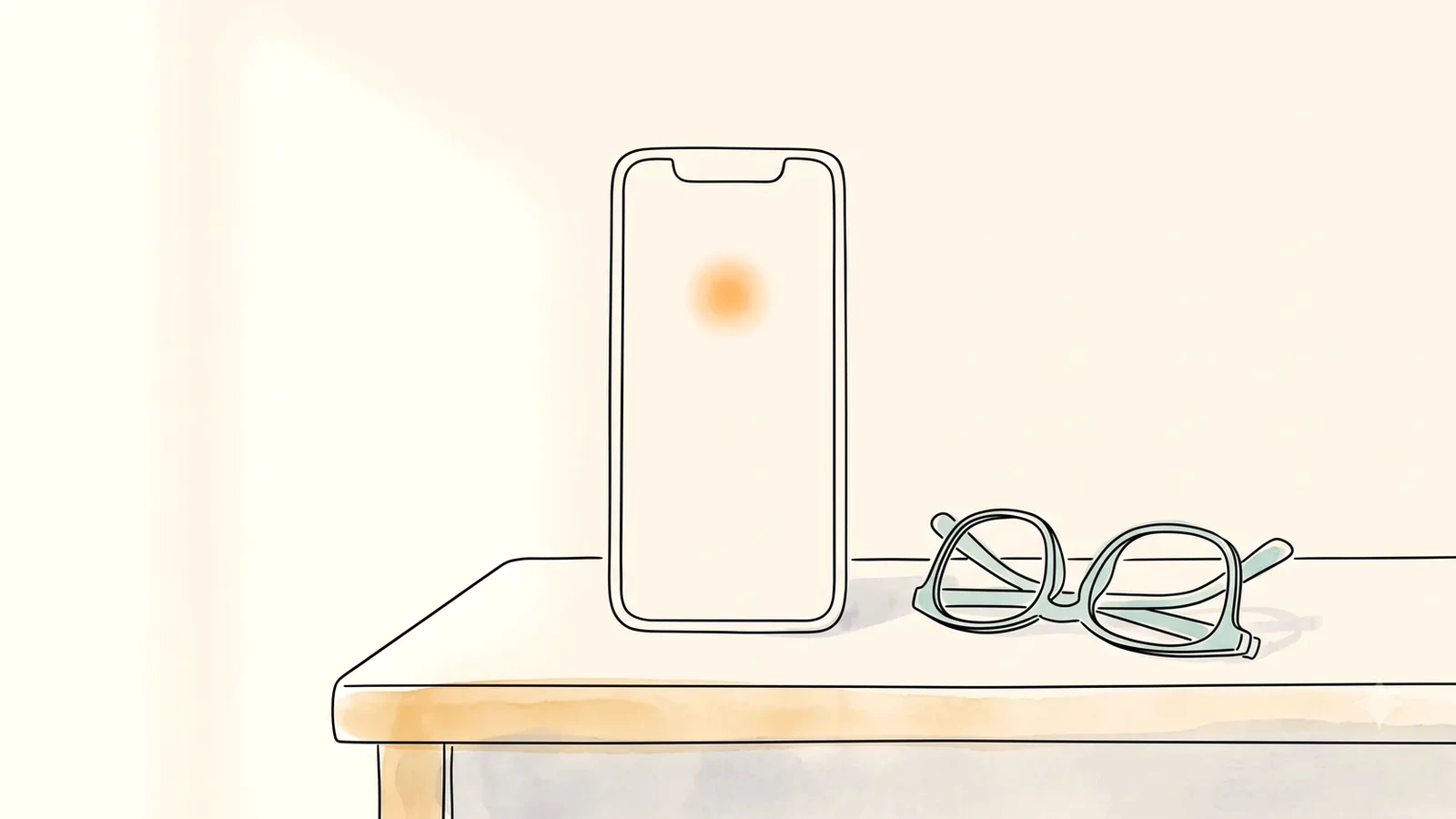 Smart ring cycle tracking: a phone and glasses on a nightstand overnight
