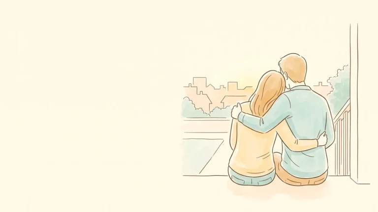 Couple sitting close on a porch at dusk, facing how infertility affects relationships together