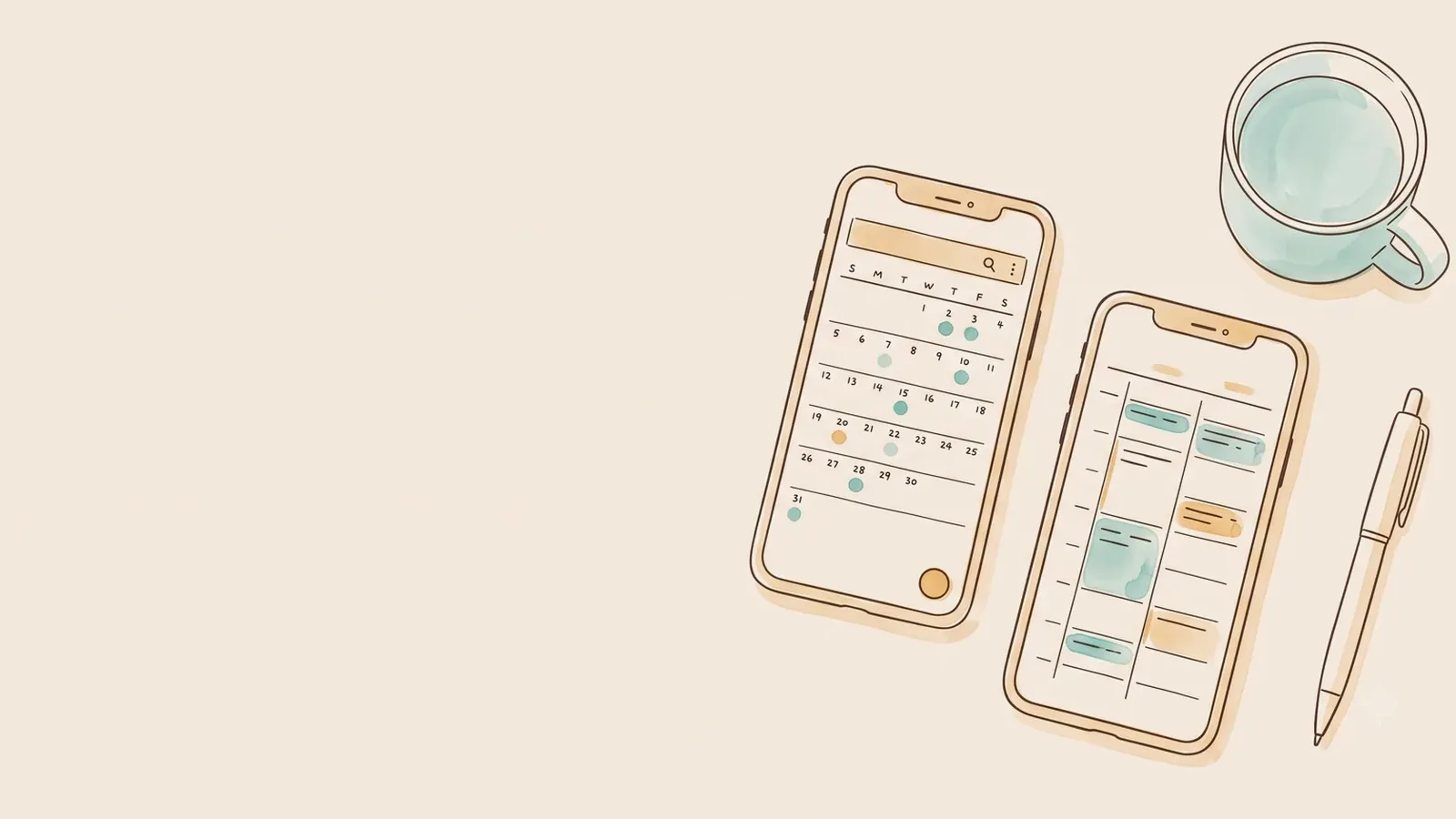 Two phones laid flat side by side comparing menstrual cup brands and sizes