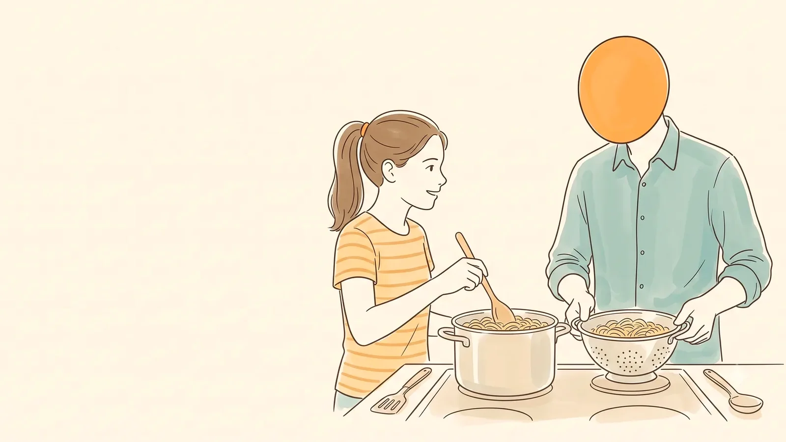 Dad and daughter cooking dinner together, iron-rich food for iron deficiency in teenage girls