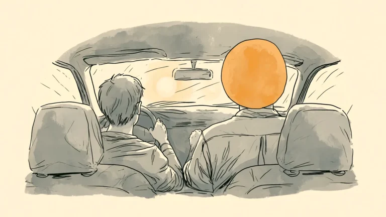 Dad and teen driving to a doctor appointment, seen from behind, pcos in teenage girls