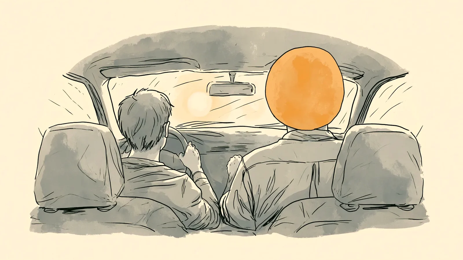 Dad and teen driving to a doctor appointment, seen from behind, pcos in teenage girls